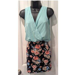 Pink + Lily Two Piece Blue Floral Dress (Women's Size S)